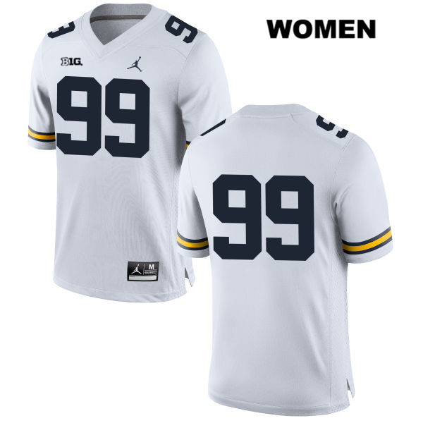 Women's NCAA Michigan Wolverines John Luby #99 No Name White Jordan Brand Authentic Stitched Football College Jersey JH25C40OA